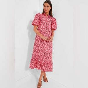 Tuckernuck Hyacinth House Pink and Red Floral Mimi Midi Dress XXS